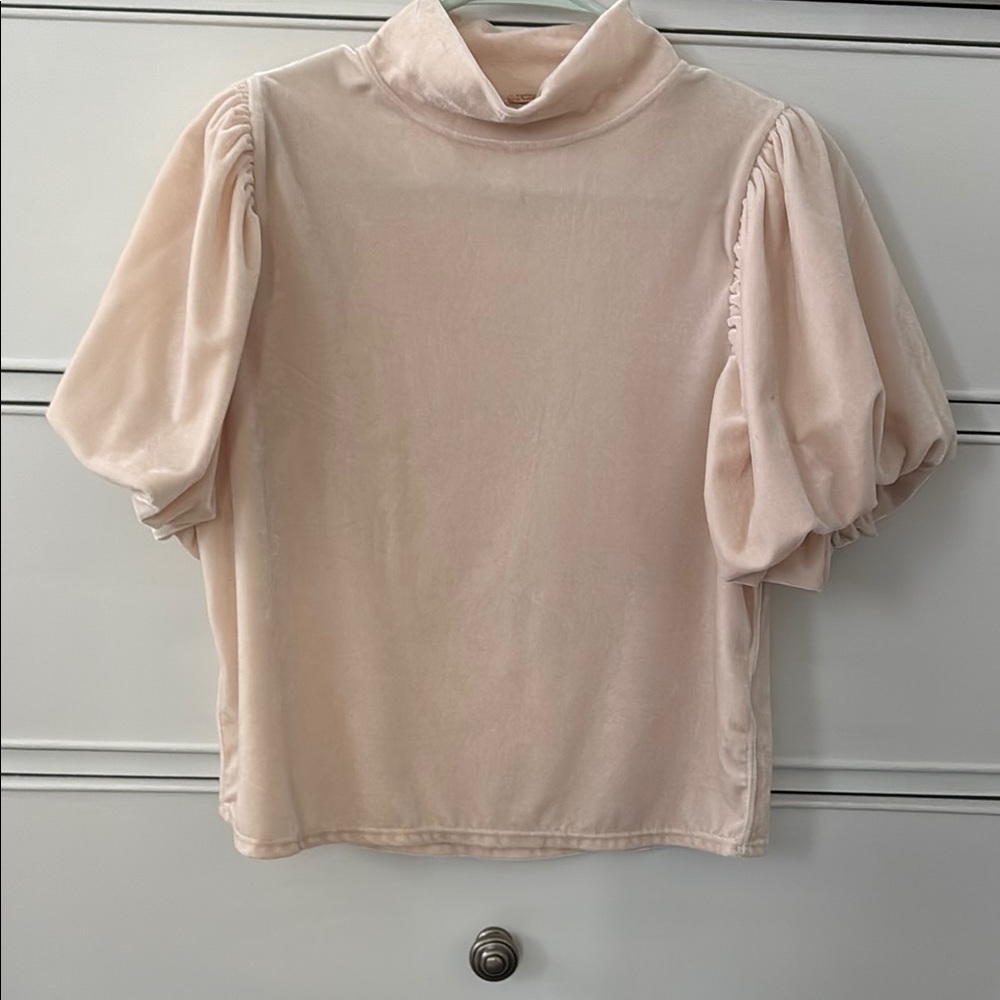 Free People Blush Puff Sleeve Blouse